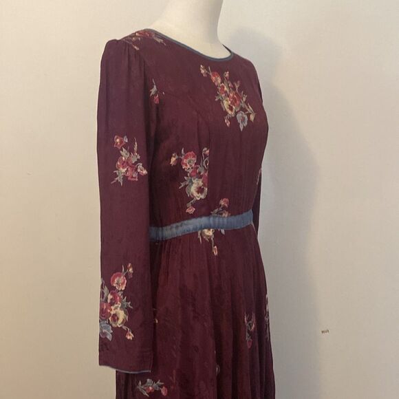 Vintage Purple Floral Long Sleeve Maxi Dress Size Small - Picture 6 of 16